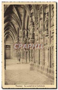 Old Postcard Tournay The portal of the cathedral