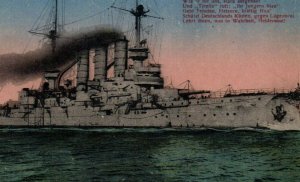 SMS Elsass German Imperial Navy Squadron Ship WWI c.1910 Vtg Postcard