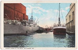 Postcard Ocean Liners Dock Baltimore Maryland
