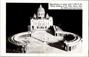 RPPC Scale Model Vatican Basilica of St Peter Rome Italy Vintage Postcard B54