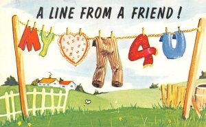 A LINE FROM A FRIEND Greeting   MY HEART PANTS 4 U   Pictogram Puzzle  Postcard