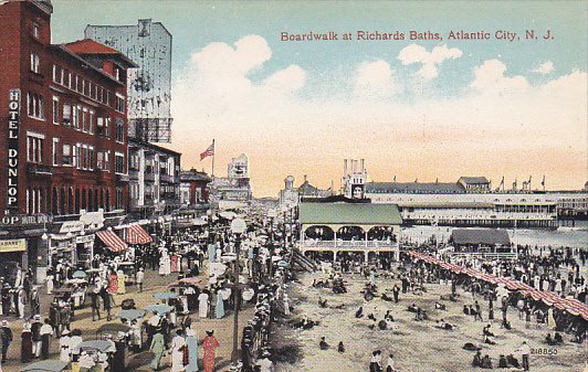 Boardwalk At Richards Baths Atlantic City New Jersey 1914