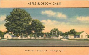 Postcard 1940s Arkansas Rogers Apple Blossom Camp occupation roadside 23-12485