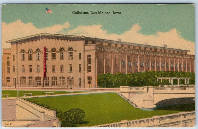 c1940s Des Moines, IA Coliseum Locust Event Venue Destroyed by Fire 1949 PC A251