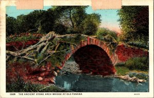 Ancient Stone Arch Bridge Old Panama Spanish Peru Captain Morgan Vtg Postcard 1c 