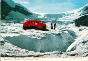 Snowmobile on Athabasca Glacier Alberta AB Vintage UNUSED Harmon Postcard F44