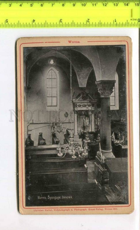 424995 GERMANY 1903 Worms sinagogue interior OLD Christian Herbst CABINET PHOTO