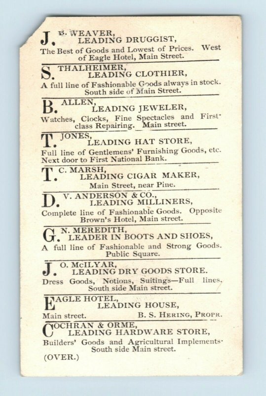 Lot Of 3 1870's-80's J.O McIlyar Cambridge OH List Of City Stores On Back P162
