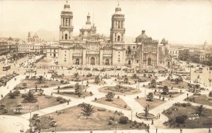 MEXICO-CATEDRAL-CATHEDRAL~1950 REAL PHOTO POSTCARD-CZECH MSG CHRISTMAS-NEW YEAR