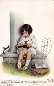 Sad Child with Chalkboard School Days Greetings Gutmann Antique Postcard J71146