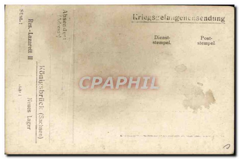 Old Postcard Firefighters Konigsbruck Baracken Brand