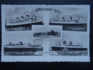 Shipping SOUTHAMPTON GREETINGS MULTIVIEW inc RMS QUEEN MARY - Old RP Postcard