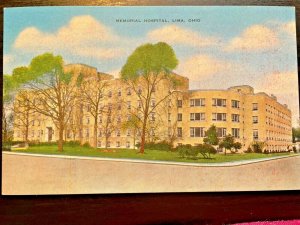 Vintage Postcard 1939 Memorial Hospital Lima Ohio (OH)