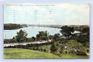 View Up River From Forest Park Springfield MA Massachusetts 1910 DB Postcard Q1