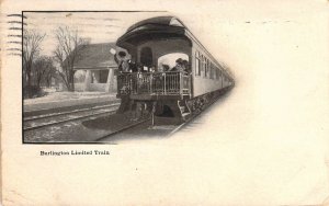 c.1908, Burlington Limited Railroad Train Approaching Chicago, Msg, Old Postcard