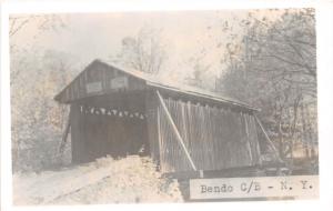 D77/ Bendo New York NY Real Photo RPPC Postcard c50s Covered Bridge