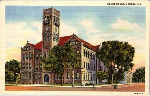 Postcard COURT HOUSE SCENE Urbana Illinois IL AL1392