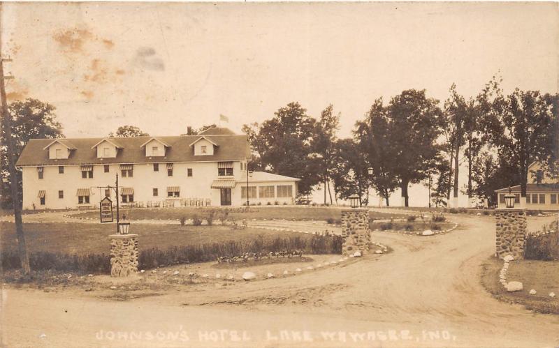 E57/ Lake Wawasee Indiana Real Photo RPPC Postcard 1909 Johnson's Hotel 2