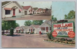 Spokane Washington~Park Lane Motor Court~2 Views Of Bungalows~Red Doors~1950s