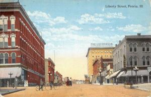 Peoria Illinois Liberty Street Scene Historic Bldgs Antique Postcard K28742