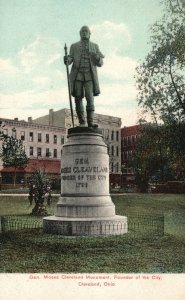 Vintage Postcard 1910's Gen. Moses Monument Founder of City Cleveland Ohio OH