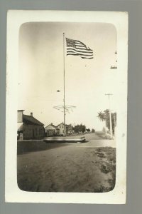 Sanborn MINNESOTA RP 1917 FLAG POLE American Flag MAIN STREET nr Lamberton