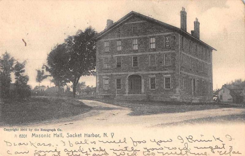 Sacket Harbor New York Masonic Hall Exterior Vintage Postcard JC627907