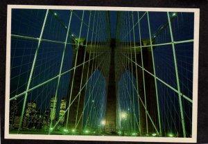 NY Brooklyn Bridge Night View New York City NYC Postcard