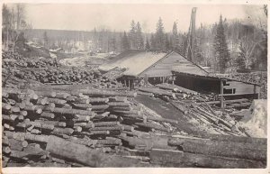 Lumber Mill  Scene Logging Real Photo Vintage Postcard AA39932