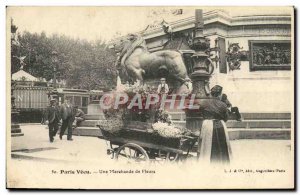 Old Postcard Paris Vecu A flower seller Metiers Lion of Belfort TOP