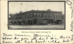 Essex Junction VT Brownell Block 1907 Postcard
