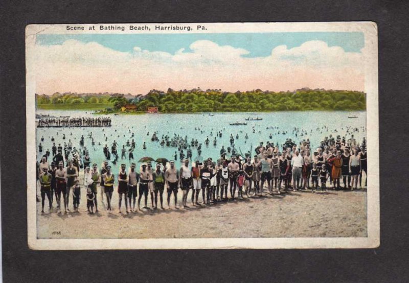 PA Bathing Beach Bathers Harrisburg Pennsylvania Vintage Postcard