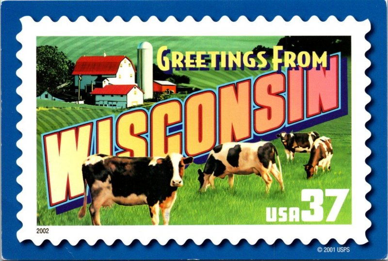 Stamps On Postcards Greetings From Wisconsin