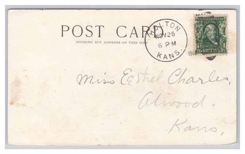Topeka Kan. Kansas The Auditorium Postcard c1908 Postmark