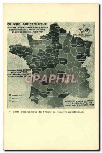 Old Postcard geographical map of France & # apostolic 39oeuvre