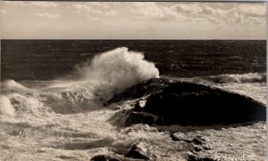 Pemaquid Maine Surf RPPC by Joel Miller Thomaston ME Postcard Z23