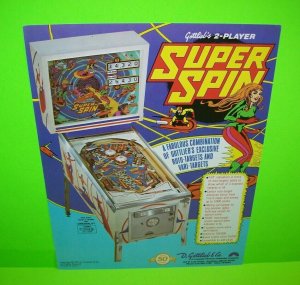 Super Spin Pinball FLYER Original Artwork Sheet Space Age Fantasy 1976 Retro