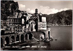 Atrani Panorama Vista Dalla Strada Di Amalfi Italy Real Photo RPPC Postcard