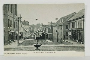 Foxcroft Me The Bridge Main Street Dog Fountain Street Scene 1905 Postcard M19