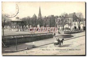 Old Postcard Parthenay Place Flag Kiosk