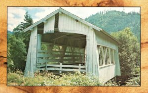 Vintage Postcard View of Sandy Creek Covered Bridge Lincoln County Oregon OR