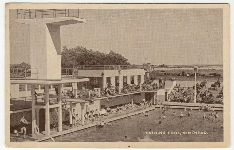 Somerset; Bathing Pool, Minehead PPC By Excel, Unposted, c 1930's 