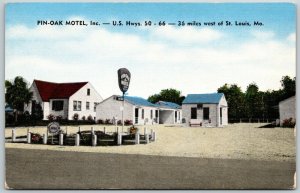 Pin-Oak Motel near St. Louis, Missouri - Postcard 