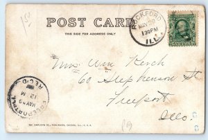 1907 Storm Crying Baby Crying Puppy Dog Rockford Illinois IL Antique Postcard