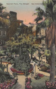 Spanish Patio The Menger Hotel San Antonio Texas hand colored postcard