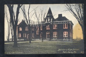 SALISBURY MISSOURI SALISBURY HIGH SCHOOL BUILDING VINTAGE POSTCARD MO. 1910