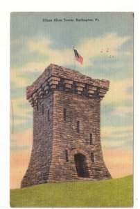 Ethan Allen Memorial Tower, Burlington, Vermont, Vintage Linen Postcard