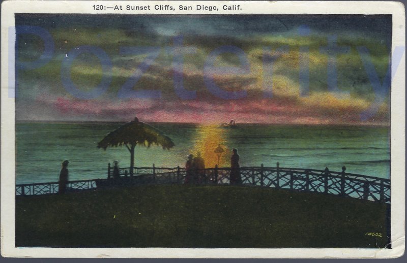 SUNSET AT SUNSET CLIFFS 1932 (120) SAN DIEGO CALIFORNIA