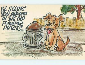 Pre-1980 comic THE FAMILIAR PLACES - DOG AT FIRE HYDRANT HJ2138@