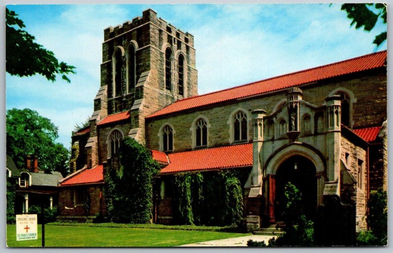 Norwalk Ohio 1960s Postcard St. Paul's Episcopalian Church